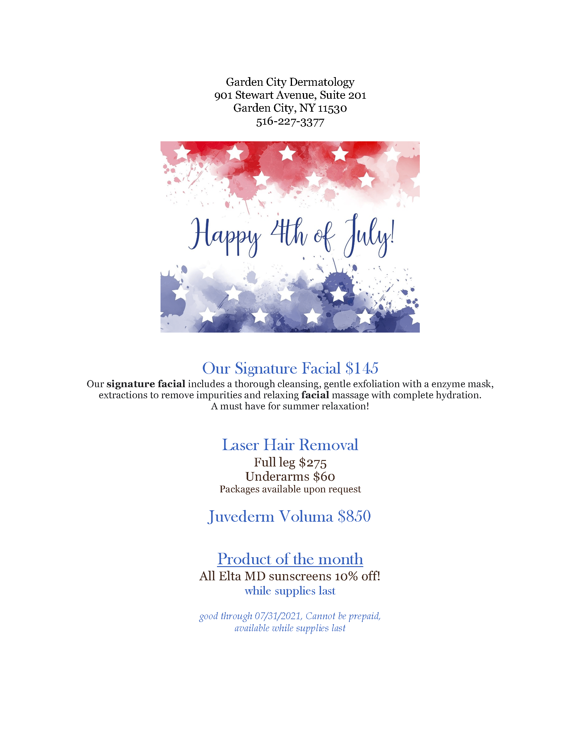 Garden City Dermatology Specials